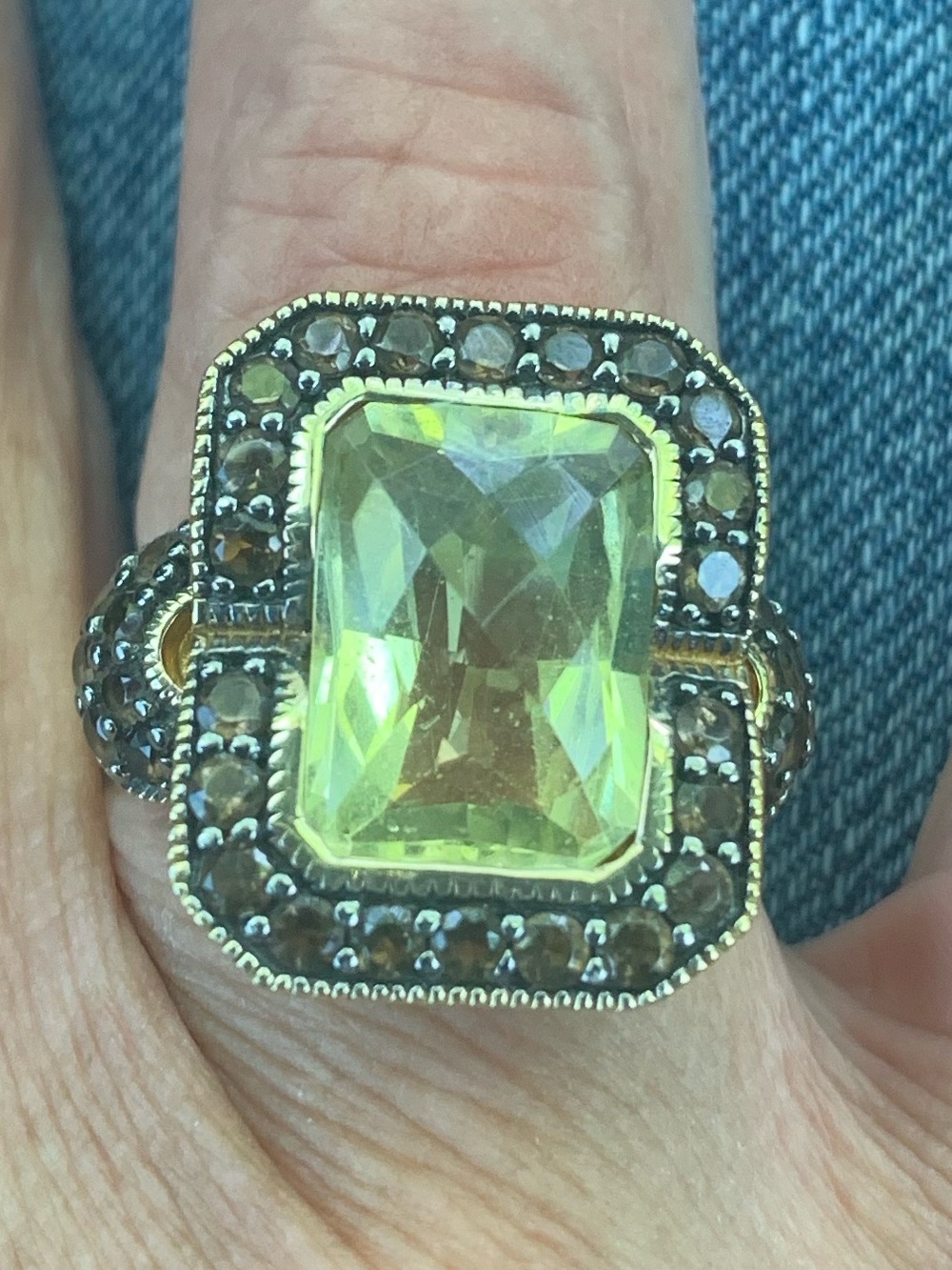 Sima Thailand Lemon Quartz & Smokey Brown quartz ring